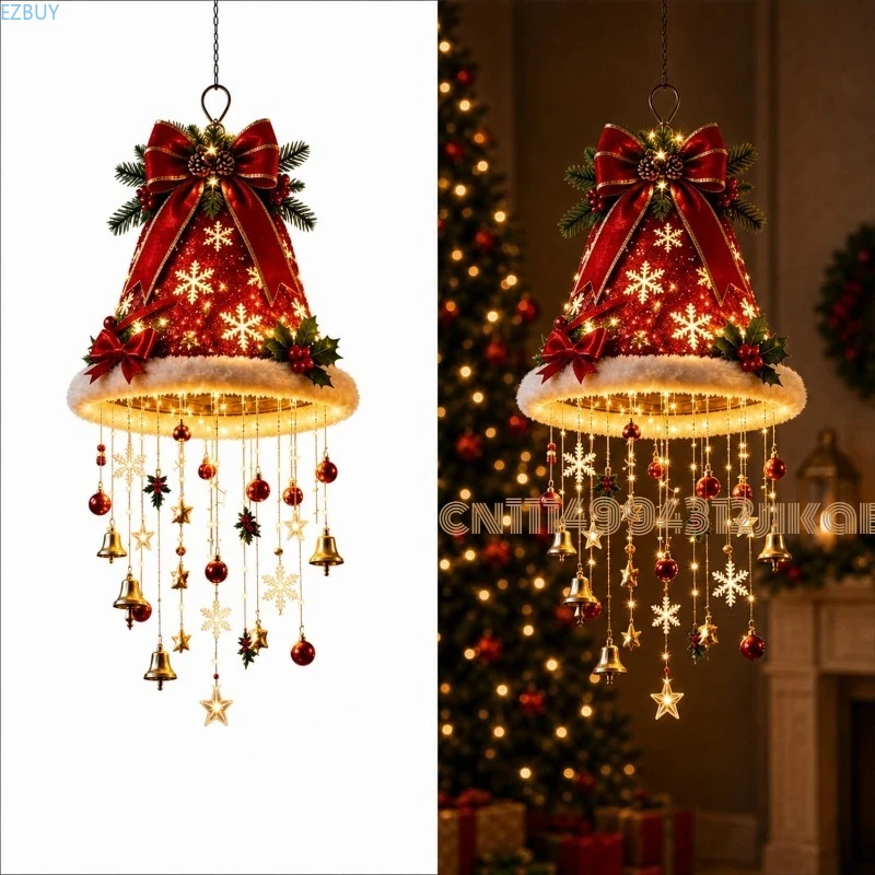 Lighting Christmas Decor - Lampu Gantung Berbentuk Topi Sinterklas yang