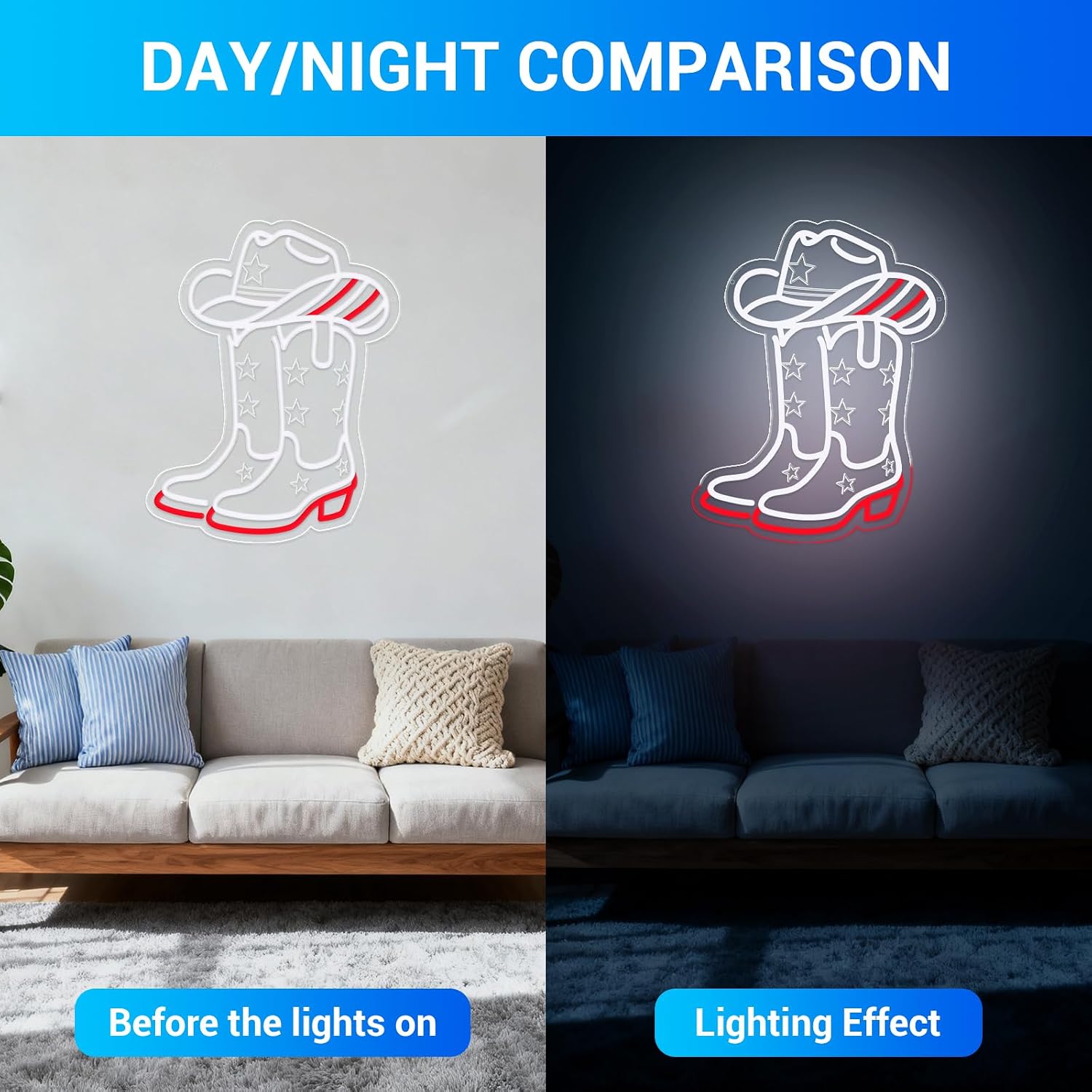 Lampu Neon LED berbentuk Sepat - Lighting Decoration Ideas ulasan dan harga