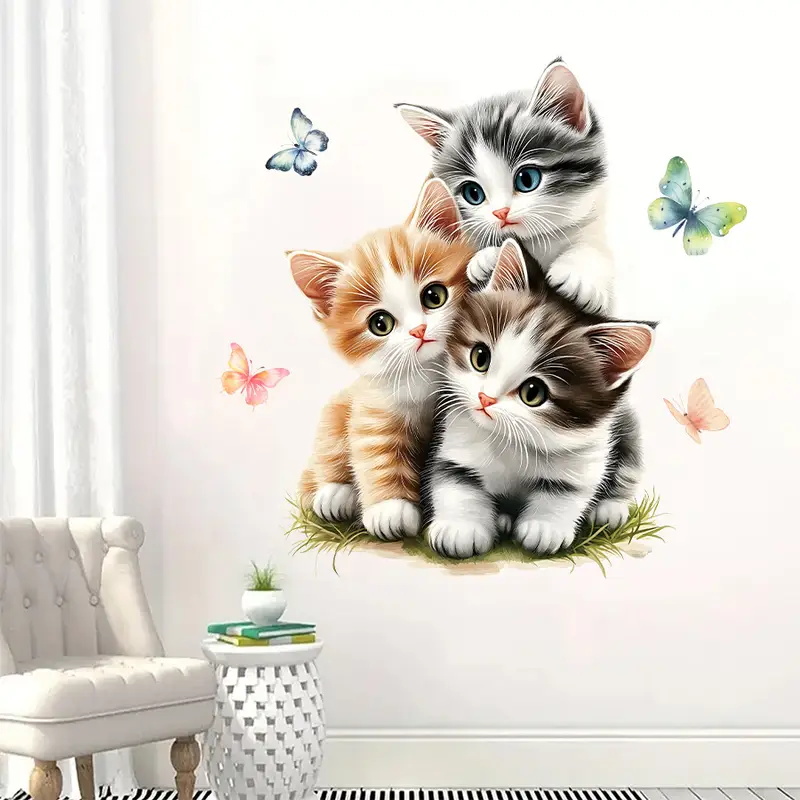 Tiga Kucing dengan Stiker Kupu - Lighting Mcqueen Bedroom Decor ulasan dan harga
